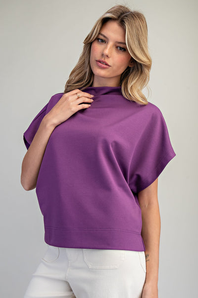 Mock Neck Short Sleeve Top