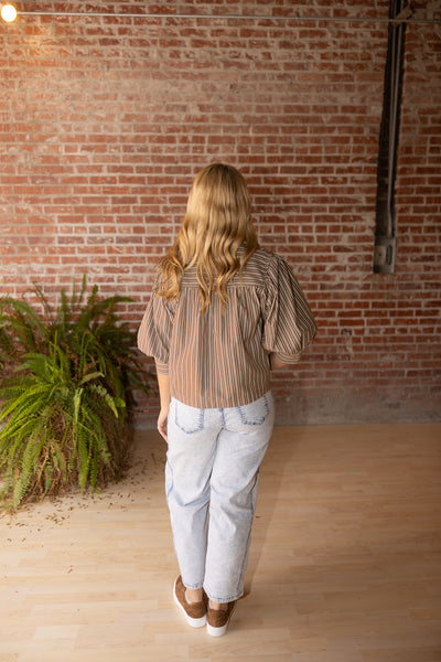 Striped Puff Sleeve Blouse