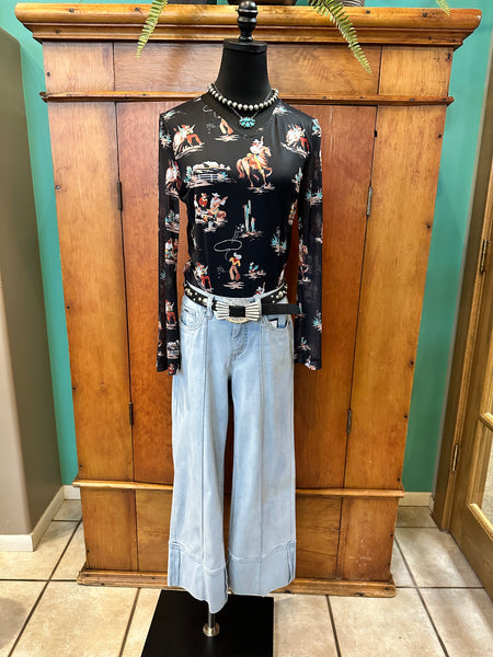 Cowboy Campfire Mesh Top