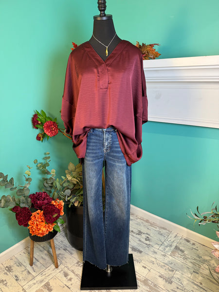 Glam V-Neck Drop Shoulder Top