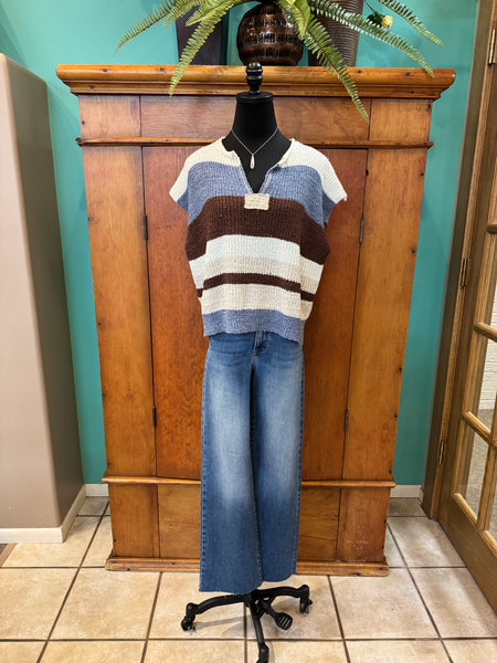 Striped Cap Sleeve Sweater