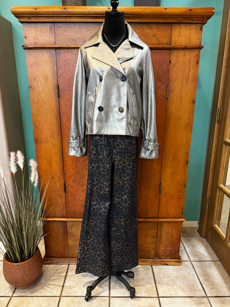 Double-Breasted Faux Leather Jacket