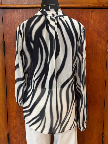 Animal Print Tie Front Long Sleeve Blouse