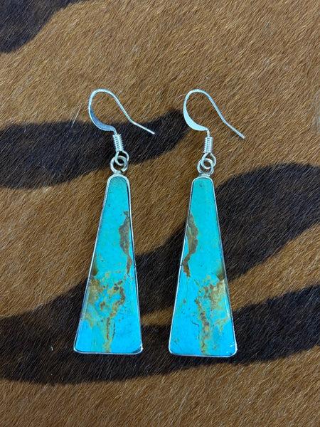 Wrapped Silver Turquoise Slab Earrings