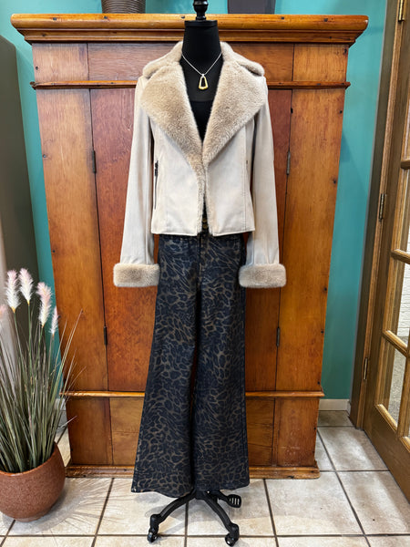 Joseph Ribkoff Faux Leather/Fur Biker Jacket