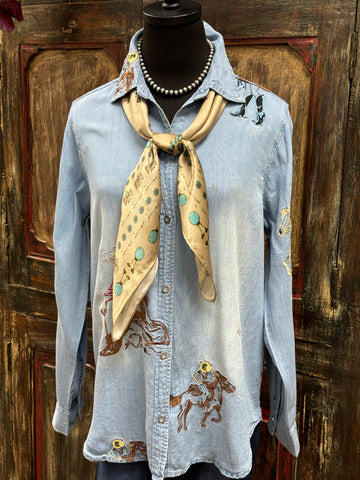 Western Embroidered Tencel Shirt