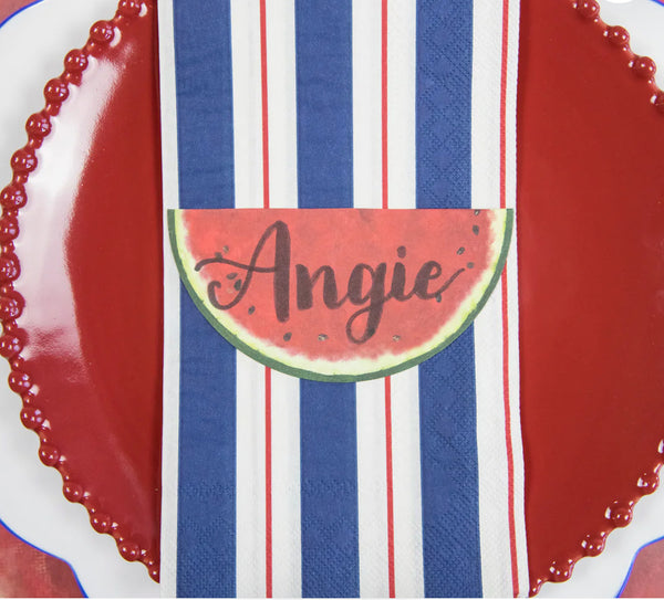 Hester & Cook Navy/Red Stripe Guest Napkin