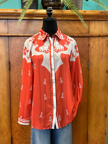 Western Yoke Cactus Peral Snap Shirt