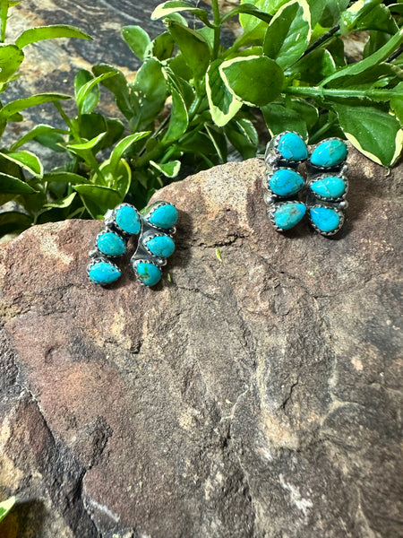 3 Stone Turquoise Earring
