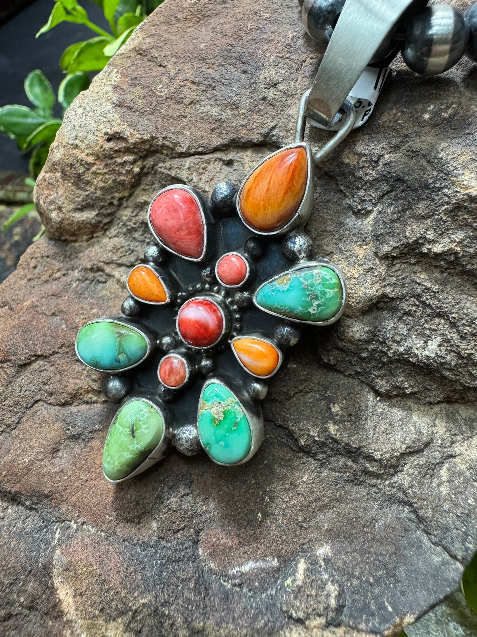 Turquoise & Spiny Orange Pendant