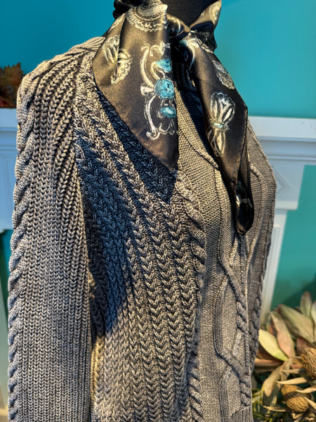 Mystree Washed Cable Knit Sweater