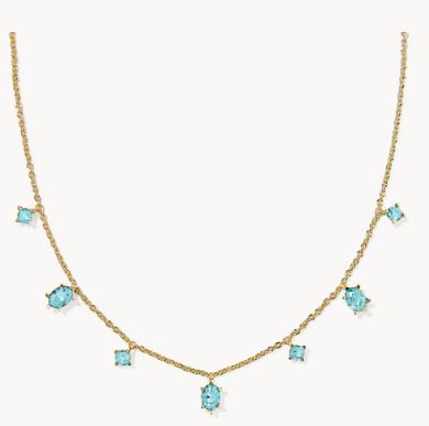 Kendra Scott Cailin Delicate Strand Necklace in Gold Aqua Crystal