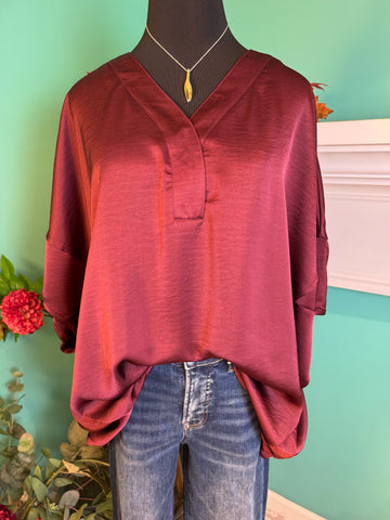 Glam V-Neck Drop Shoulder Top