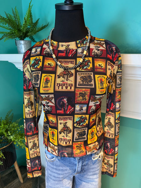 L&B Collage Stamp Mesh Top
