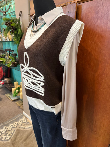 Lucky & Blessed Boot Stitch Sweater Vest