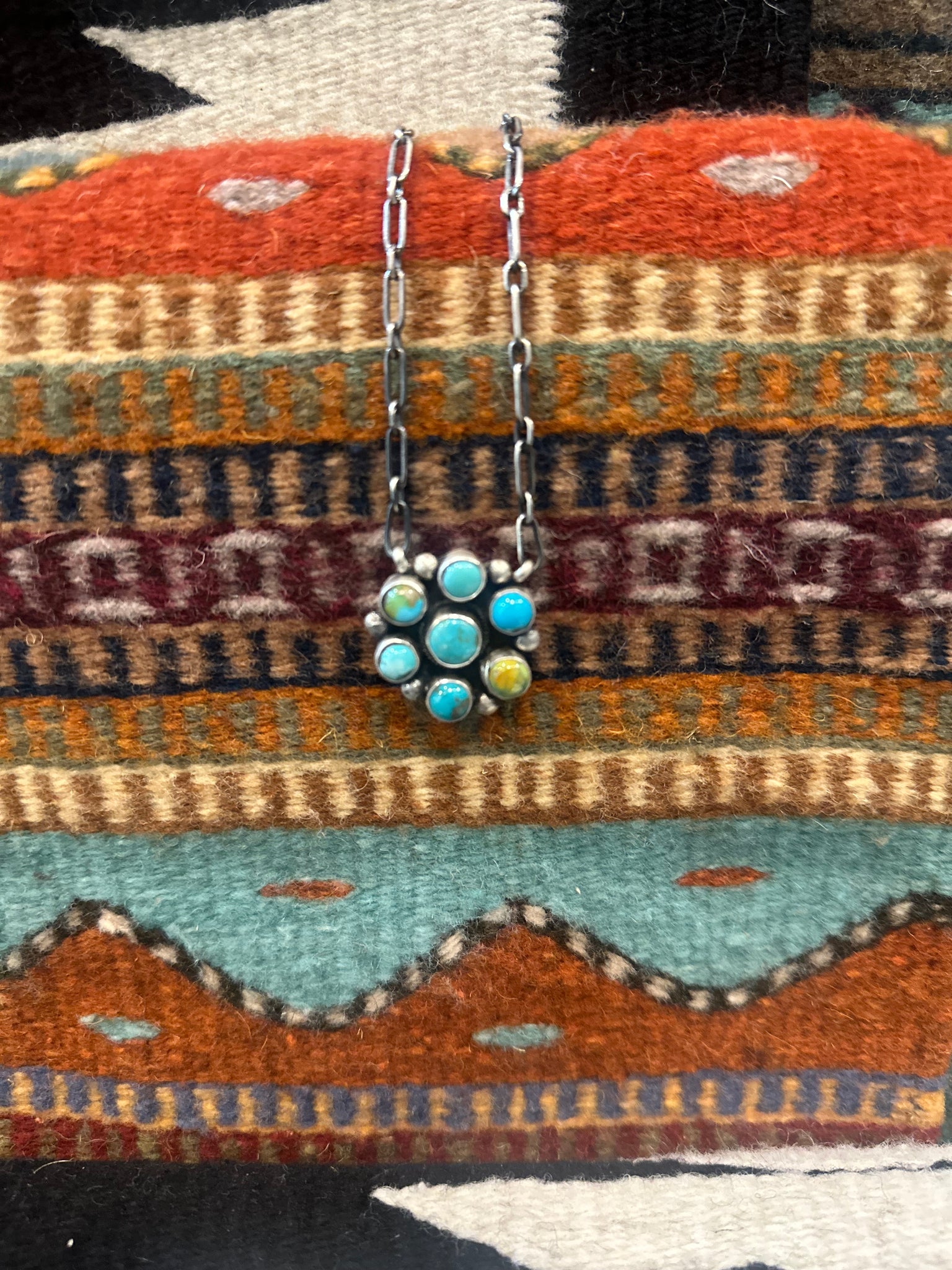 SLL Small Cluster Turquoise 7 Stone Necklace