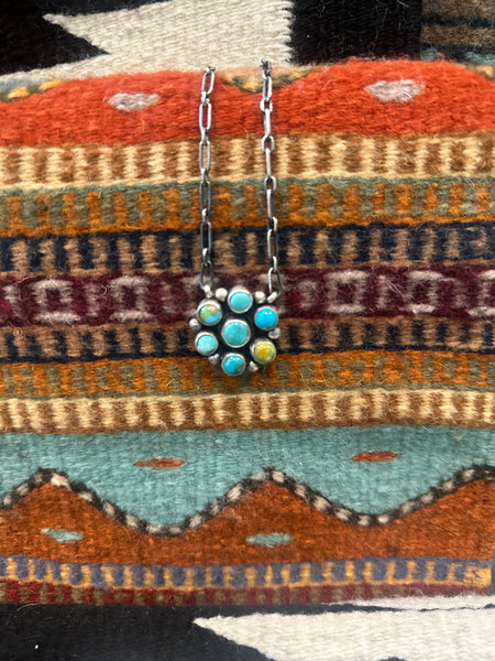 SLL Small Cluster Turquoise 7 Stone Necklace