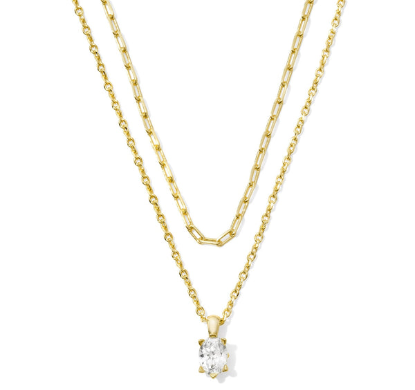Kendra Scott Cailin Multi Strand Necklace Gold White Crystal