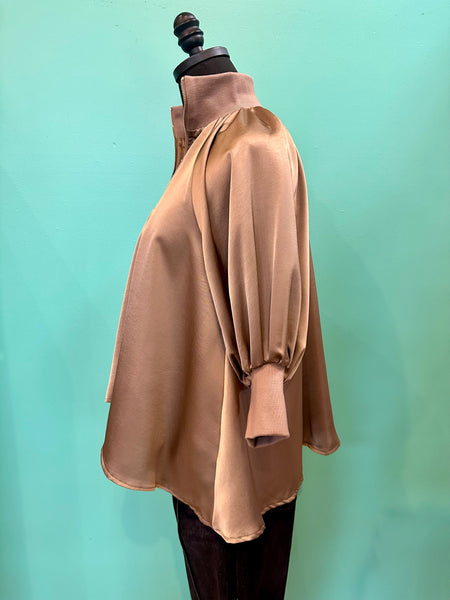 Glam Puff Sleeve Mock Neck Top