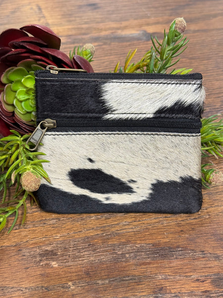 Cowhide Zip Coin Purse