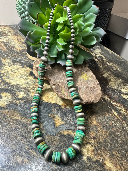 Rose Martin Handmade Navajo Pearls/Green Stacked Turquoise