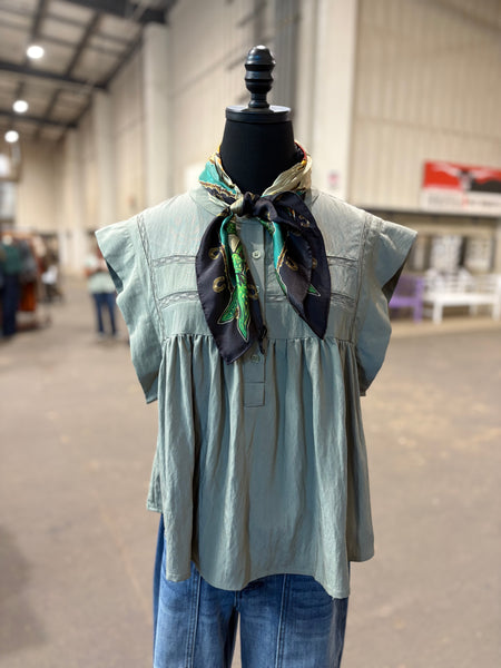 Drop Shoulder Button Top
