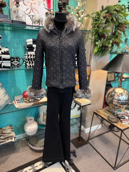 Stretch Leather Jacket W/Silver Fox