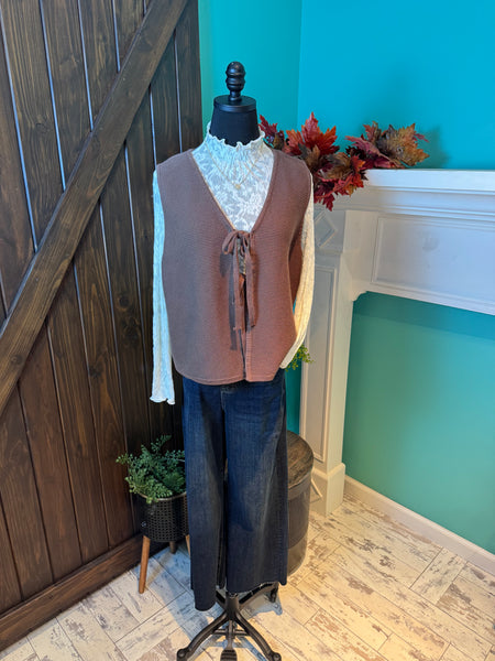 Vanilla Monkey Tie Front Sweater Vest Top
