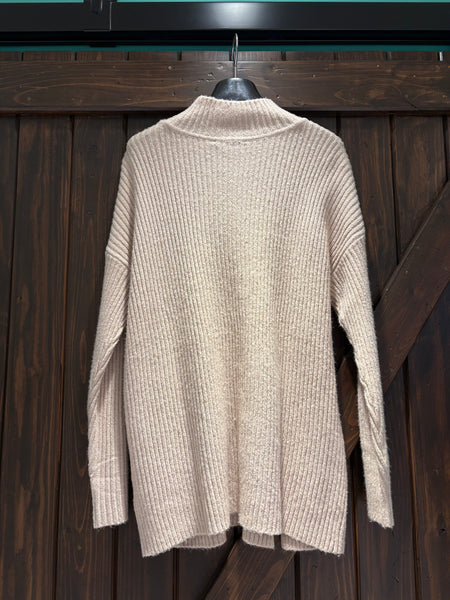 FDJ Mock Neck Tunic Sweater