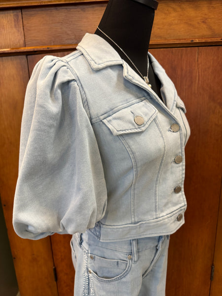 Liverpool Puff Sleeve Cropped Jacket