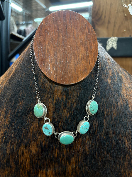 5 Stone Turquoise Choker Necklace