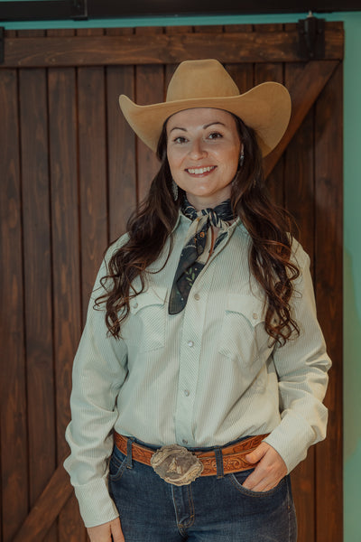 Howdy Hanny Paw Paw Long Sleeve Pearl Snap Top