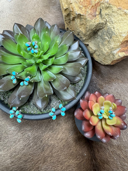3 Stone Turquoise Earring
