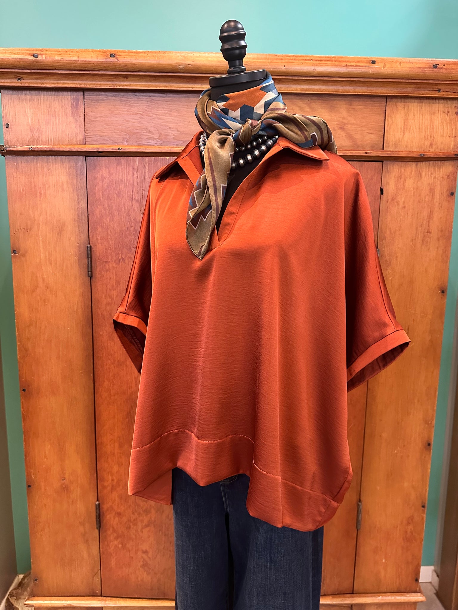 Glam Drop Shoulder V-Neck Top