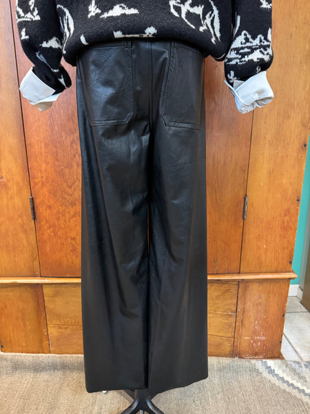 Lysse Hi Waist Faux Leather Wide Leg Pant