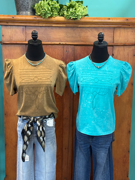 Lucky & Blessed Boot Stitch Embroidered Shirt