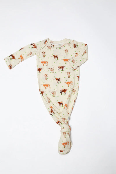 Knotted Infant Gown in Longhorn Cows