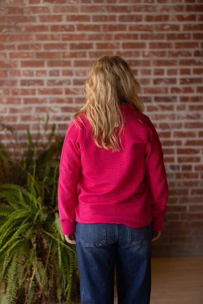 Quarter Zip Textured Sweatshirt