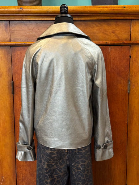 Double-Breasted Faux Leather Jacket