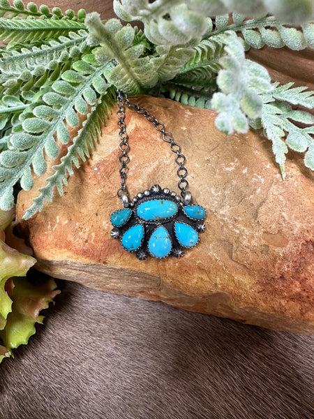 ALZ 6 Stone Cluster Necklace