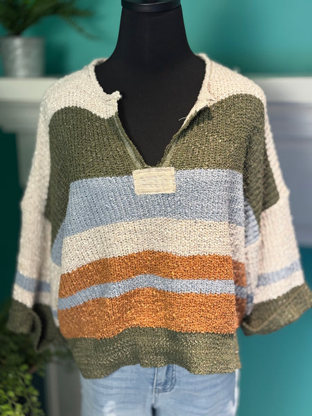 EE: Some Striped Notched Sweater