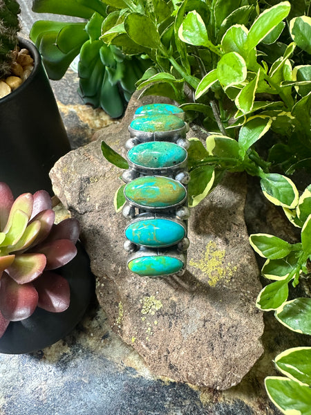 SSL 6 Stone Turquoise Cuff Bracelet