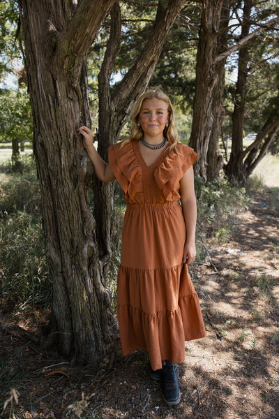 THML Flutter Sleeve Textured Dress