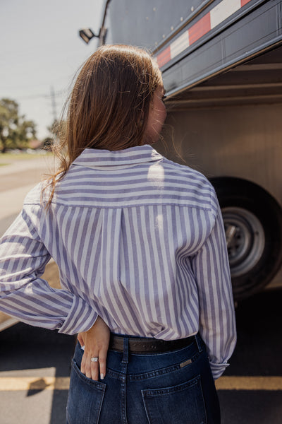 Vine & Love The Striped Collared Button Up Long Sleeve Shirt