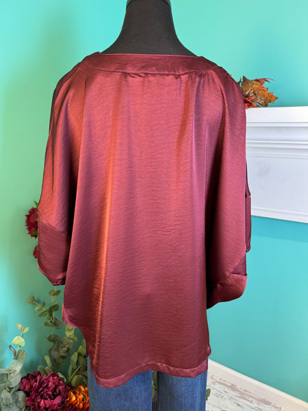 Glam V-Neck Drop Shoulder Top