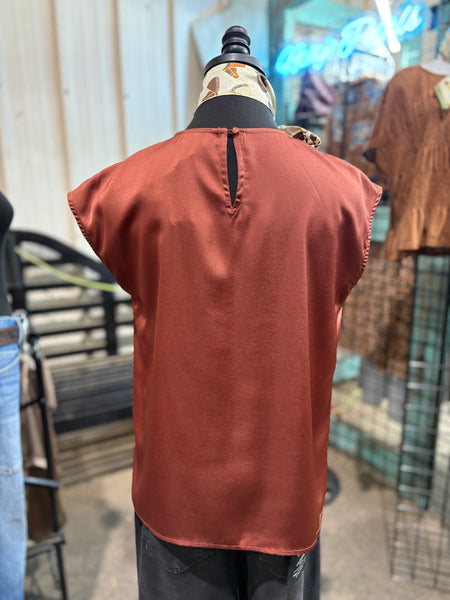 Round Neck Pleated Blouse
