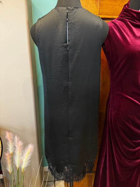 Lace Detail Satin Shift Dress