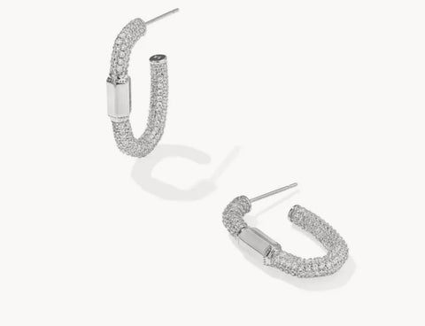 Kendra Scott Emery Hoops in Silver/White Crystal