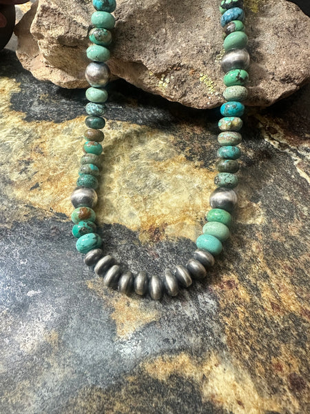 12 MM Turquoise/Navajo Pearl Necklace