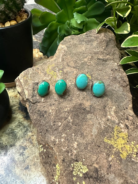 ALZ Oval Turquoise Post Earrings